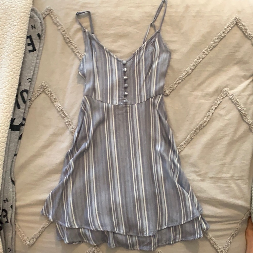 Hollister Buttoned Blue and White Striped Dress